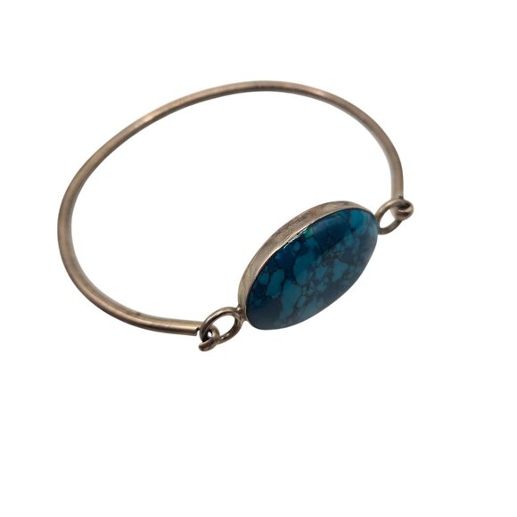 Vintage 90s 925 Sterling Silver Mexico Turquoise Bracelet - Picture 2 of 6
